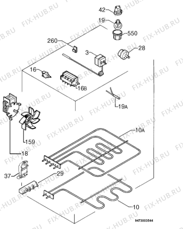 Взрыв-схема плиты (духовки) Faure CZC6903X - Схема узла Electrical equipment 268